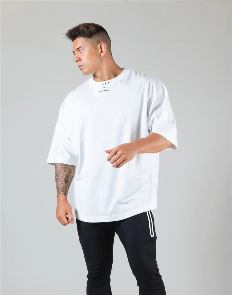 Running Oversized T shirt Men Gym Bodybuilding and Fitness Loose Casual Lifestyle Wear T-shirt Male Streetwear Hip-Hop Tshirt