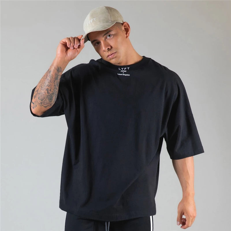 Running Oversized T shirt Men Gym Bodybuilding and Fitness Loose Casual Lifestyle Wear T-shirt Male Streetwear Hip-Hop Tshirt
