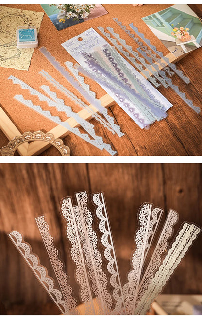 40 pcs Lace Stickers Cute Aesthetics Decor Collage Junk Journal Scrapbooking Supplies Self Adhesive Creative Stationery Sticker
