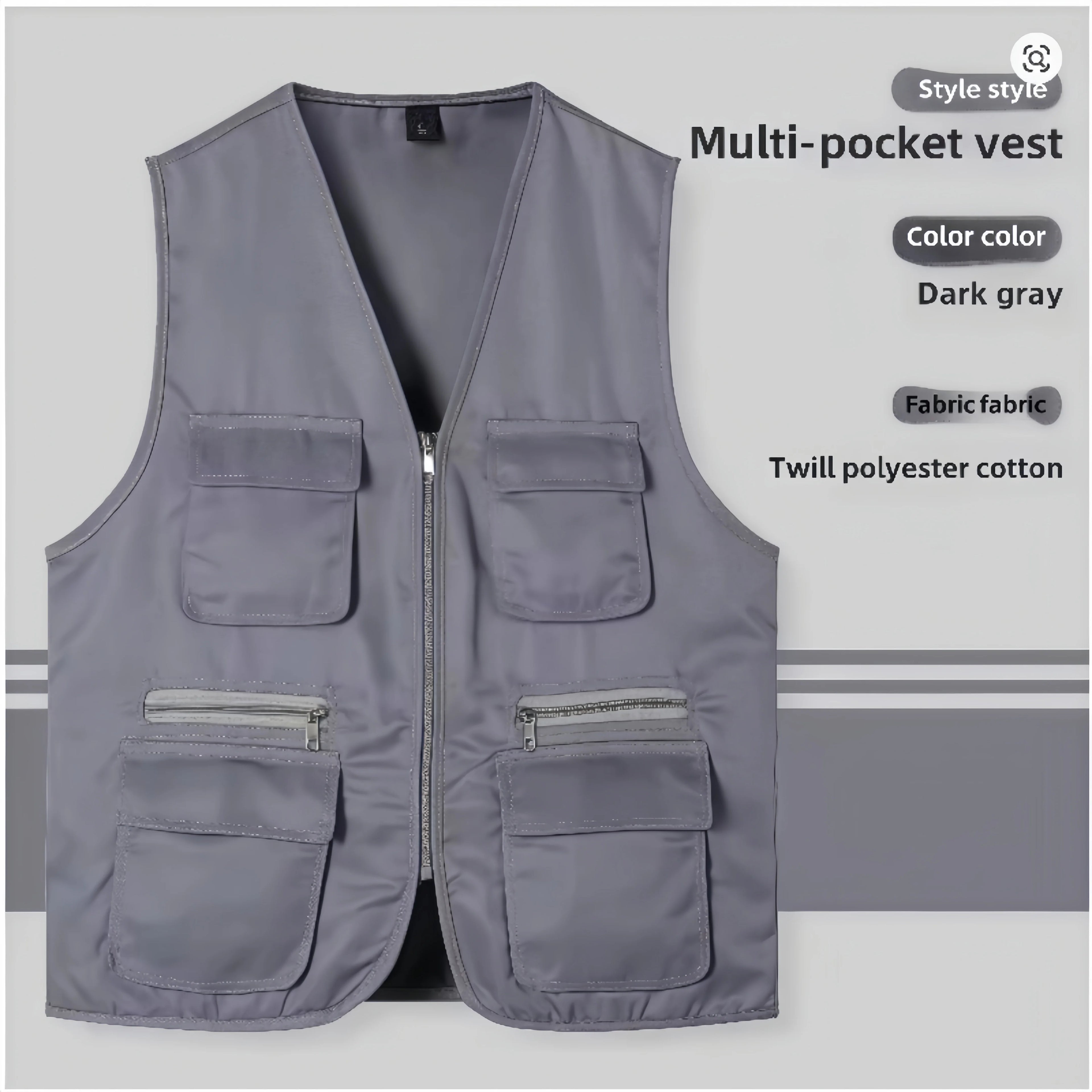 2025 New Outdoor Male Casual Summer Big Size Cotton Sleeveless Work Vest Men Multi Pocket Photograph Waistcoat