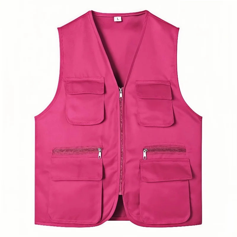 2025 New Outdoor Male Casual Summer Big Size Cotton Sleeveless Work Vest Men Multi Pocket Photograph Waistcoat