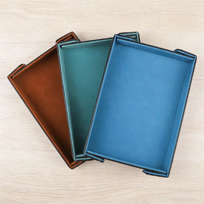 Magnetic Dice Cutlery Organization Storage Tray Pu Leather Box Fur Foldable for Games Case Rectangle Board Game Food Trays