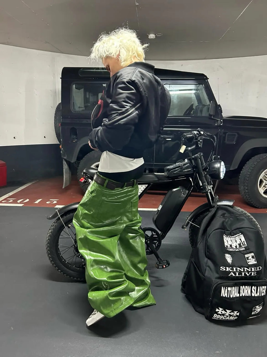 Mauroicardi Spring Autumn Cool Long Shiny Reflective Green Pu Leather Wide Leg Pants for Men Y2K Luxury Brands Original Clothes
