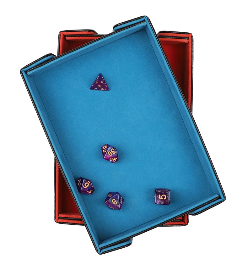 Magnetic Dice Cutlery Organization Storage Tray Pu Leather Box Fur Foldable for Games Case Rectangle Board Game Food Trays