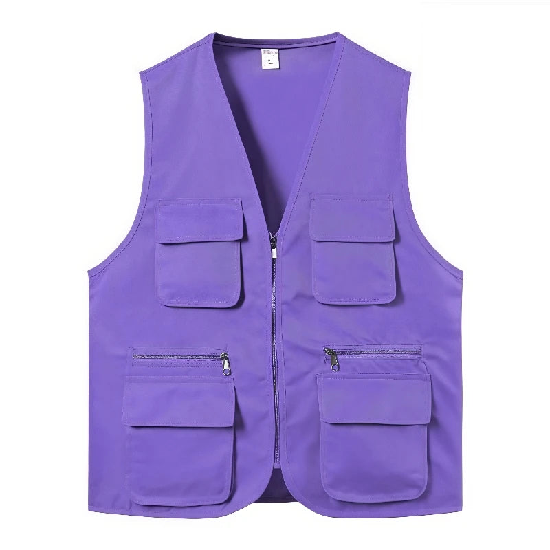 2025 New Outdoor Male Casual Summer Big Size Cotton Sleeveless Work Vest Men Multi Pocket Photograph Waistcoat