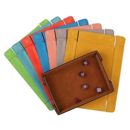 Magnetic Dice Cutlery Organization Storage Tray Pu Leather Box Fur Foldable for Games Case Rectangle Board Game Food Trays