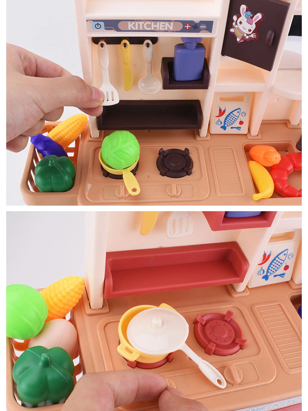 Children Play House Toy Simulation Kitchen Table with Sound Kids Role Play Kitchen Utensils for Girl Cooking Educational Toy Set