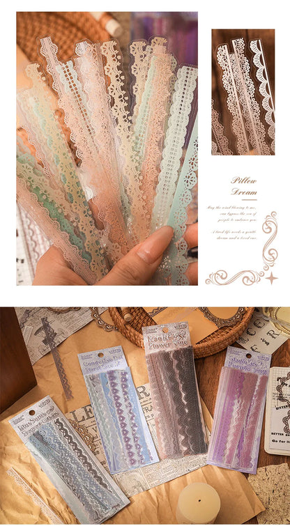 40 pcs Lace Stickers Cute Aesthetics Decor Collage Junk Journal Scrapbooking Supplies Self Adhesive Creative Stationery Sticker