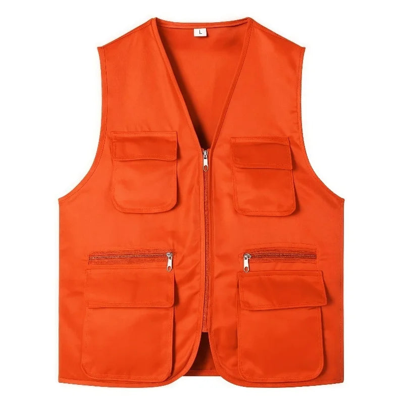2025 New Outdoor Male Casual Summer Big Size Cotton Sleeveless Work Vest Men Multi Pocket Photograph Waistcoat
