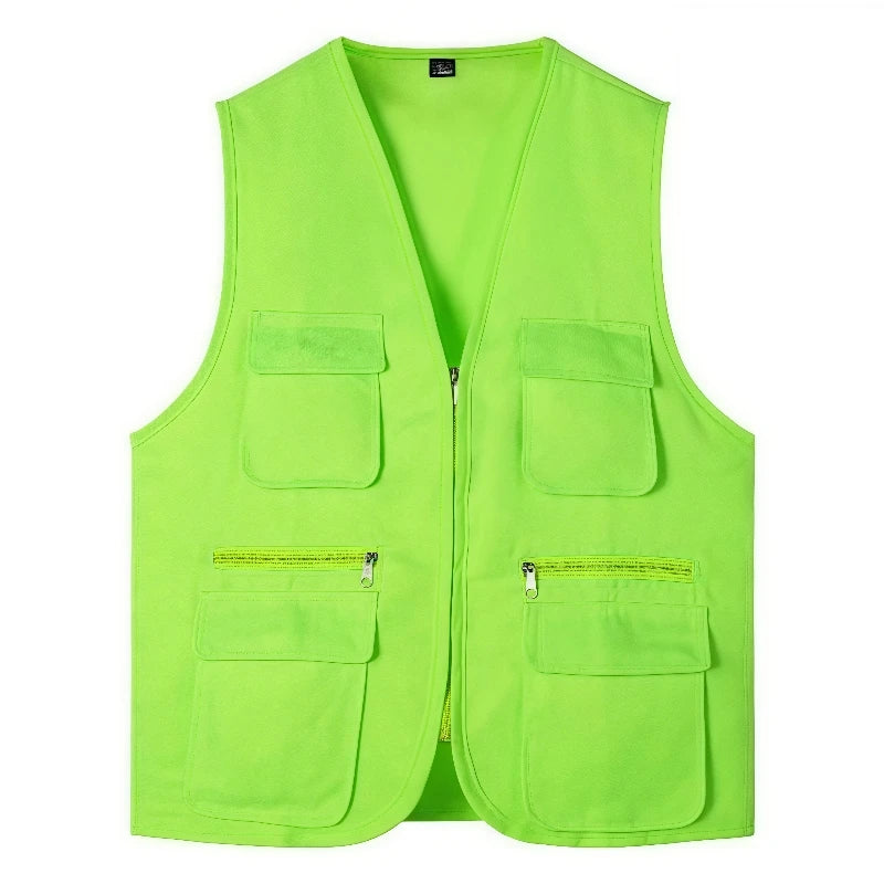 2025 New Outdoor Male Casual Summer Big Size Cotton Sleeveless Work Vest Men Multi Pocket Photograph Waistcoat