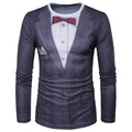 Funny Gentleman Suit Graphci Long Sleeve T Shirt For Men Casual Crew Neck Oversized Tee Shirt Tops For Men Clothes Streetwear