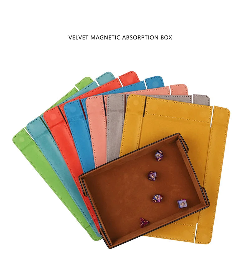 Magnetic Dice Cutlery Organization Storage Tray Pu Leather Box Fur Foldable for Games Case Rectangle Board Game Food Trays