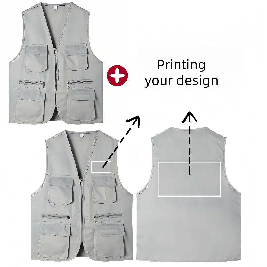 2025 New Outdoor Male Casual Summer Big Size Cotton Sleeveless Work Vest Men Multi Pocket Photograph Waistcoat
