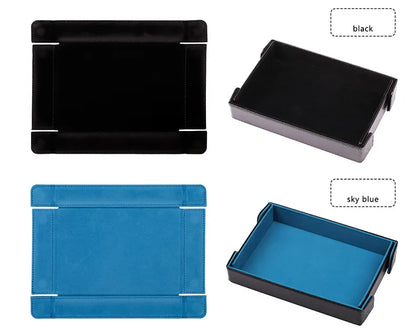 Magnetic Dice Cutlery Organization Storage Tray Pu Leather Box Fur Foldable for Games Case Rectangle Board Game Food Trays