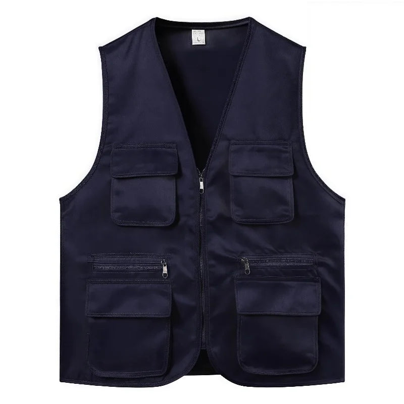 2025 New Outdoor Male Casual Summer Big Size Cotton Sleeveless Work Vest Men Multi Pocket Photograph Waistcoat