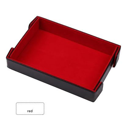 Magnetic Dice Cutlery Organization Storage Tray Pu Leather Box Fur Foldable for Games Case Rectangle Board Game Food Trays