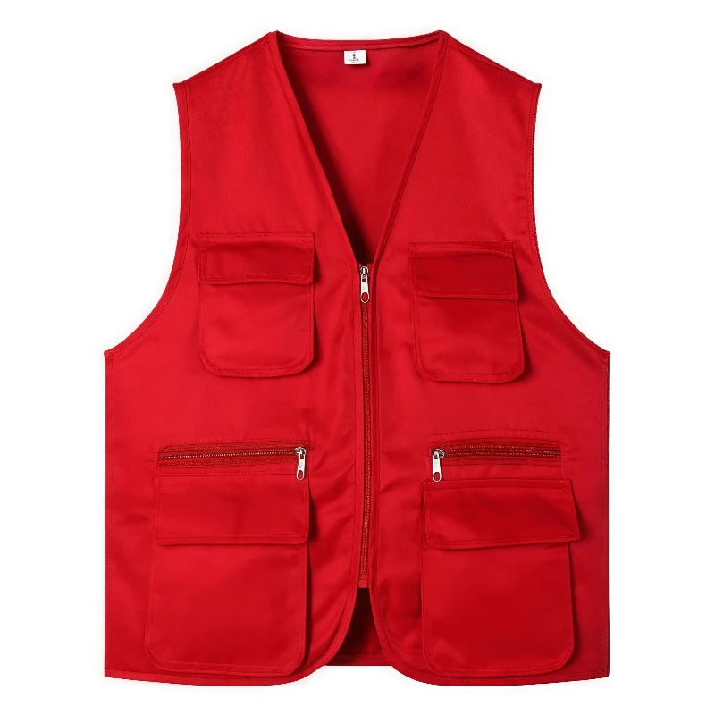 2025 New Outdoor Male Casual Summer Big Size Cotton Sleeveless Work Vest Men Multi Pocket Photograph Waistcoat