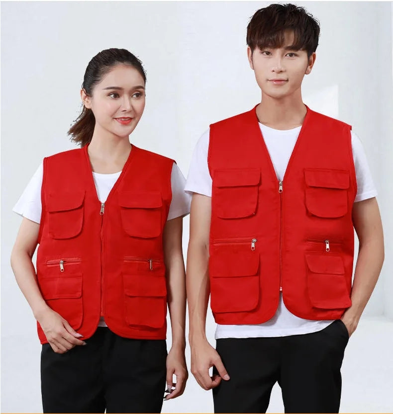 2025 New Outdoor Male Casual Summer Big Size Cotton Sleeveless Work Vest Men Multi Pocket Photograph Waistcoat