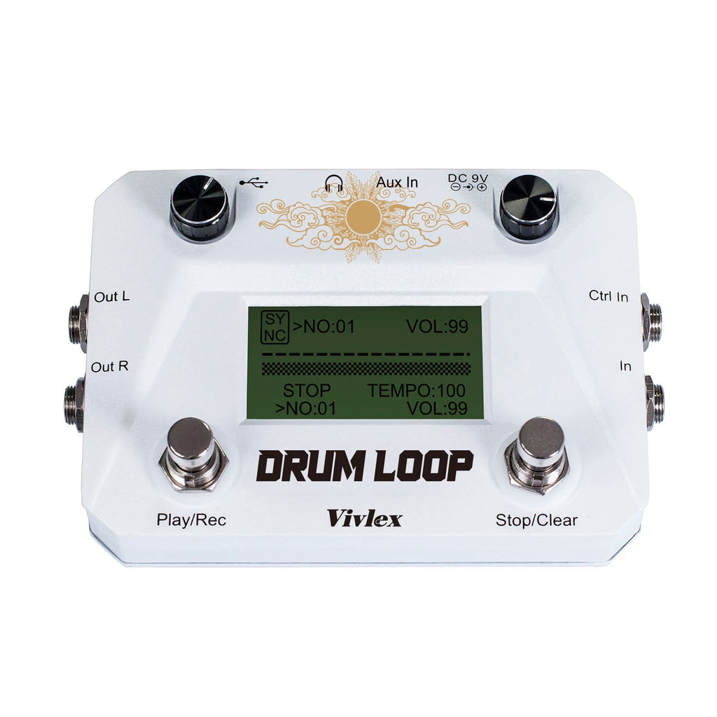 VIVLEX Guitar Pedals Beat Loop Drum Beat Looper Foot Switch Dual Machine 40 Types Drums Rhythm 50mins Looping Time One-Man Band
