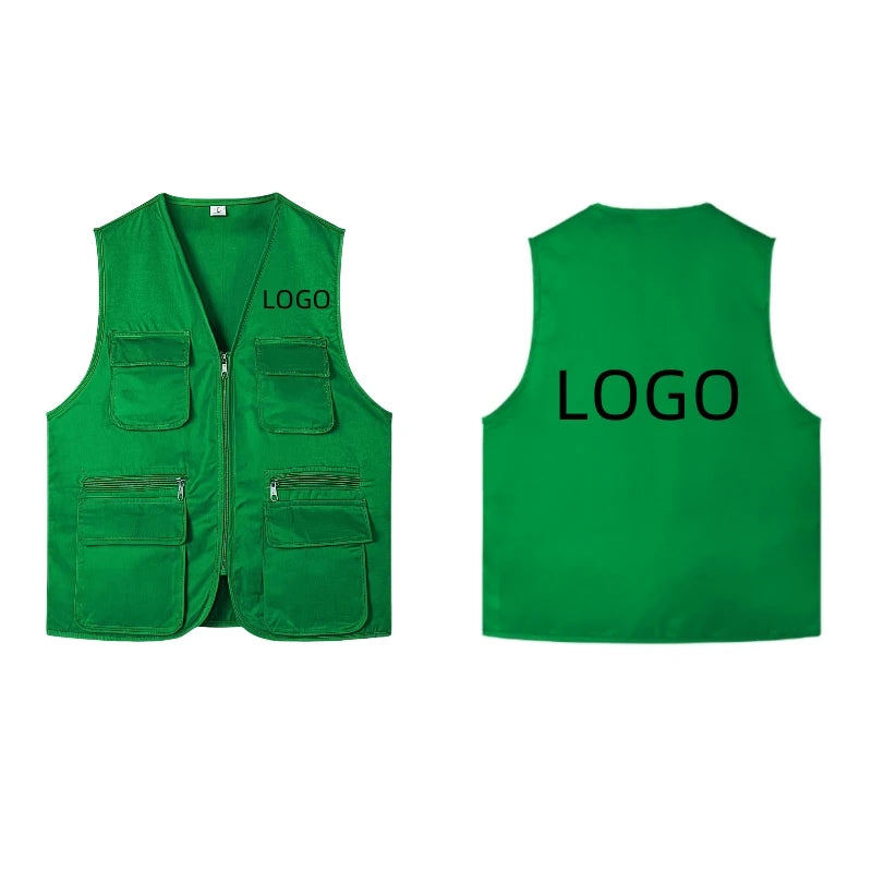 2025 New Outdoor Male Casual Summer Big Size Cotton Sleeveless Work Vest Men Multi Pocket Photograph Waistcoat