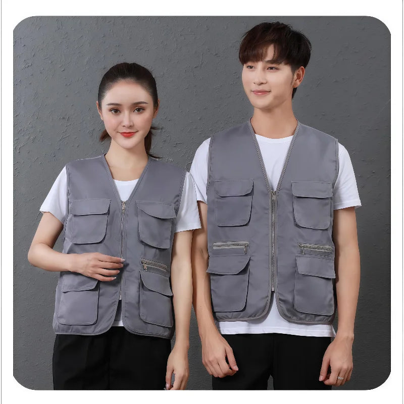 2025 New Outdoor Male Casual Summer Big Size Cotton Sleeveless Work Vest Men Multi Pocket Photograph Waistcoat