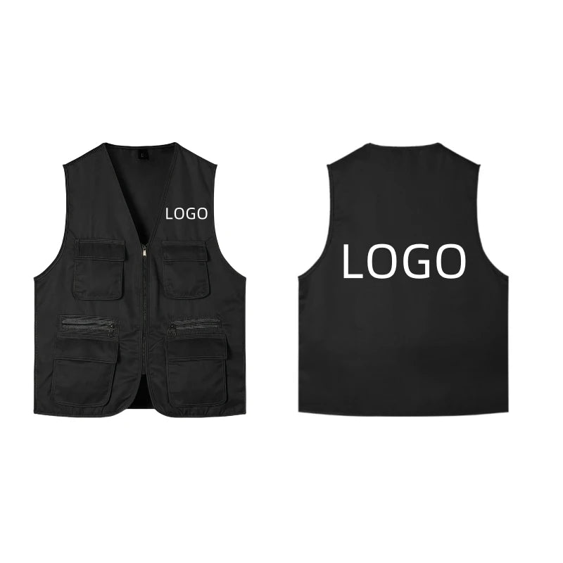 2025 New Outdoor Male Casual Summer Big Size Cotton Sleeveless Work Vest Men Multi Pocket Photograph Waistcoat