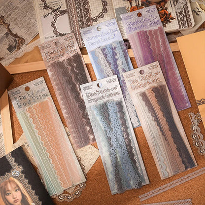 40 pcs Lace Stickers Cute Aesthetics Decor Collage Junk Journal Scrapbooking Supplies Self Adhesive Creative Stationery Sticker