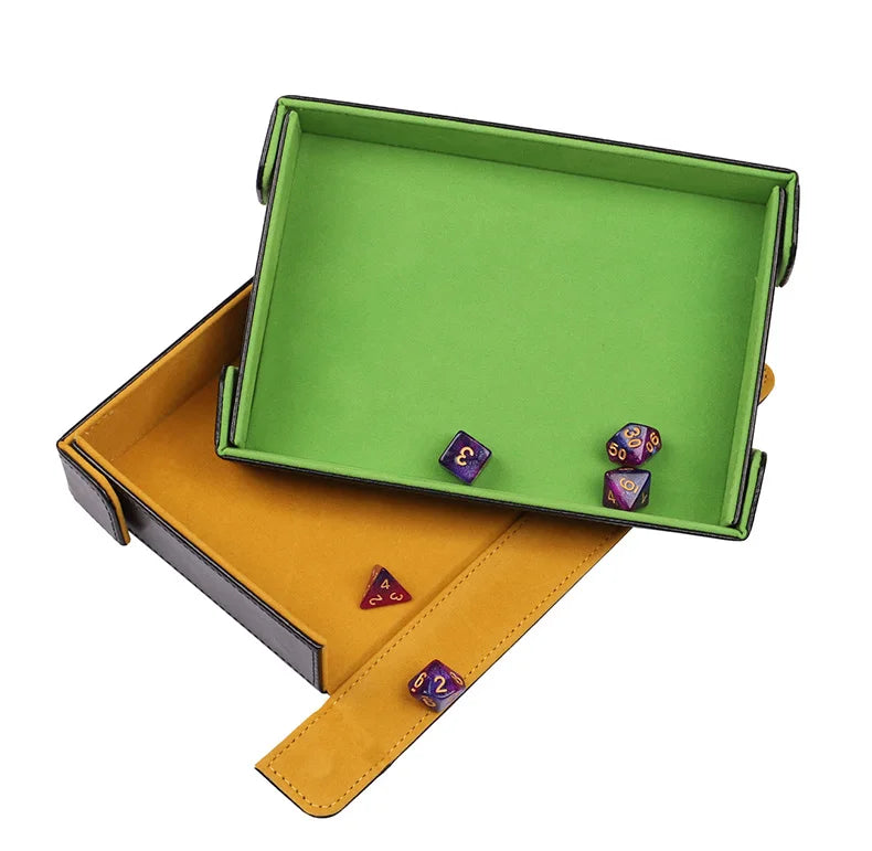 Magnetic Dice Cutlery Organization Storage Tray Pu Leather Box Fur Foldable for Games Case Rectangle Board Game Food Trays