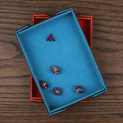 Magnetic Dice Cutlery Organization Storage Tray Pu Leather Box Fur Foldable for Games Case Rectangle Board Game Food Trays