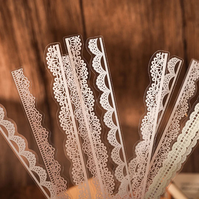 40 pcs Lace Stickers Cute Aesthetics Decor Collage Junk Journal Scrapbooking Supplies Self Adhesive Creative Stationery Sticker